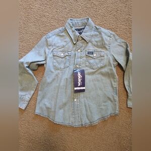 Wrangler Western Boys Light Blue Denim Shirt